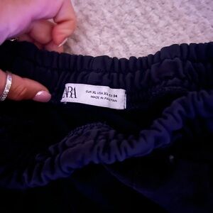 ZARA Black Gathered Waist Trousers